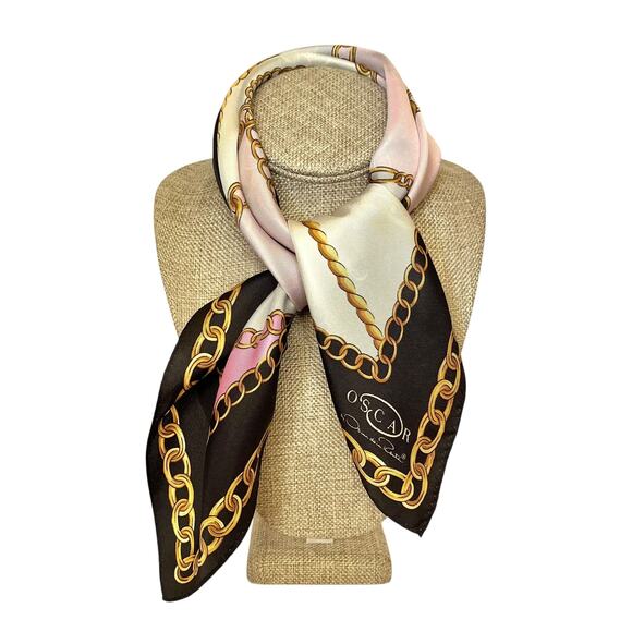 Oscar by Oscar de la Renta Silk Scarf Set: Two Vintage Square Neckerchiefs - Picture 2 of 11